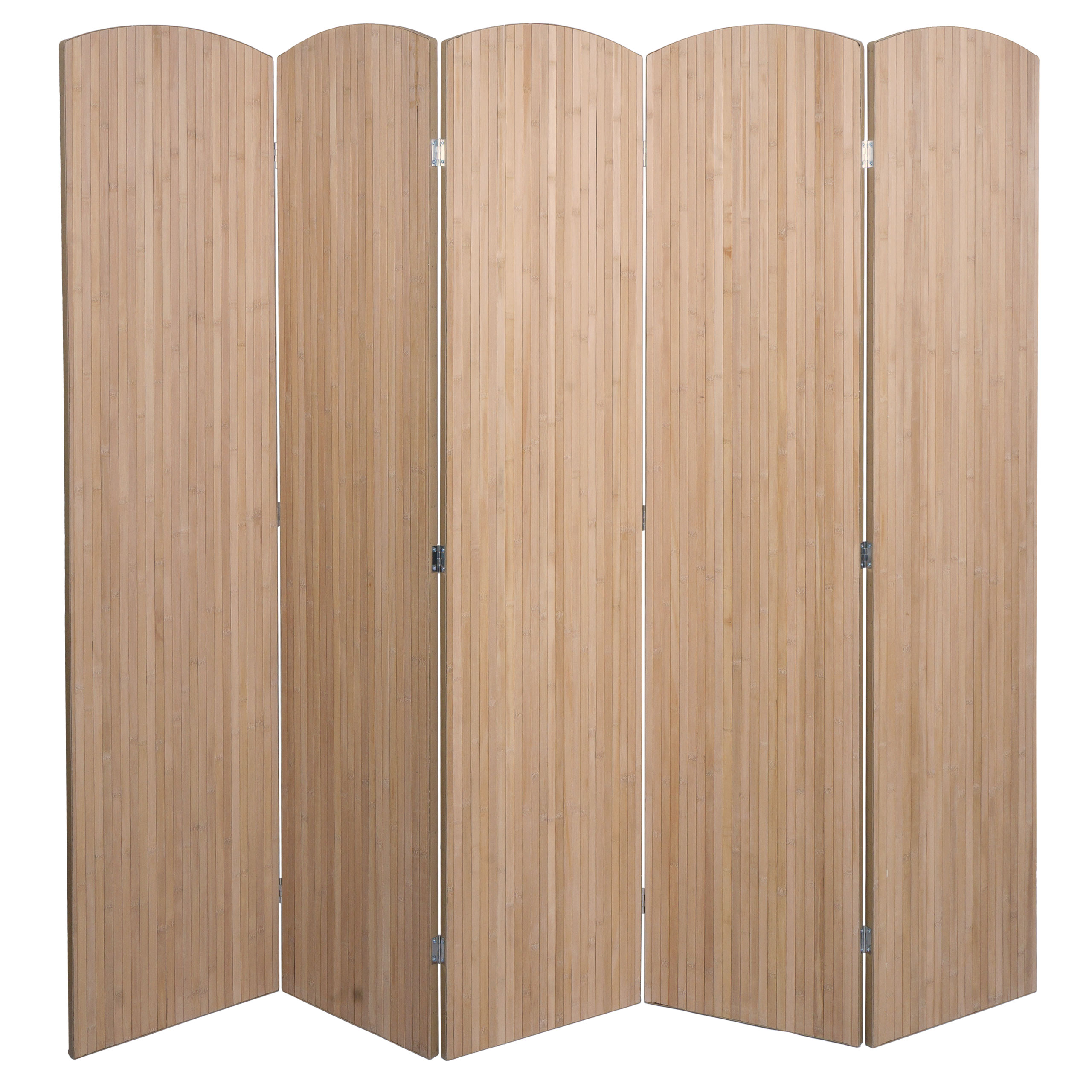 Bambusový paraván HWC-O30, dělící stěna, 5 panelů, 170 × 204 cm – hnědá