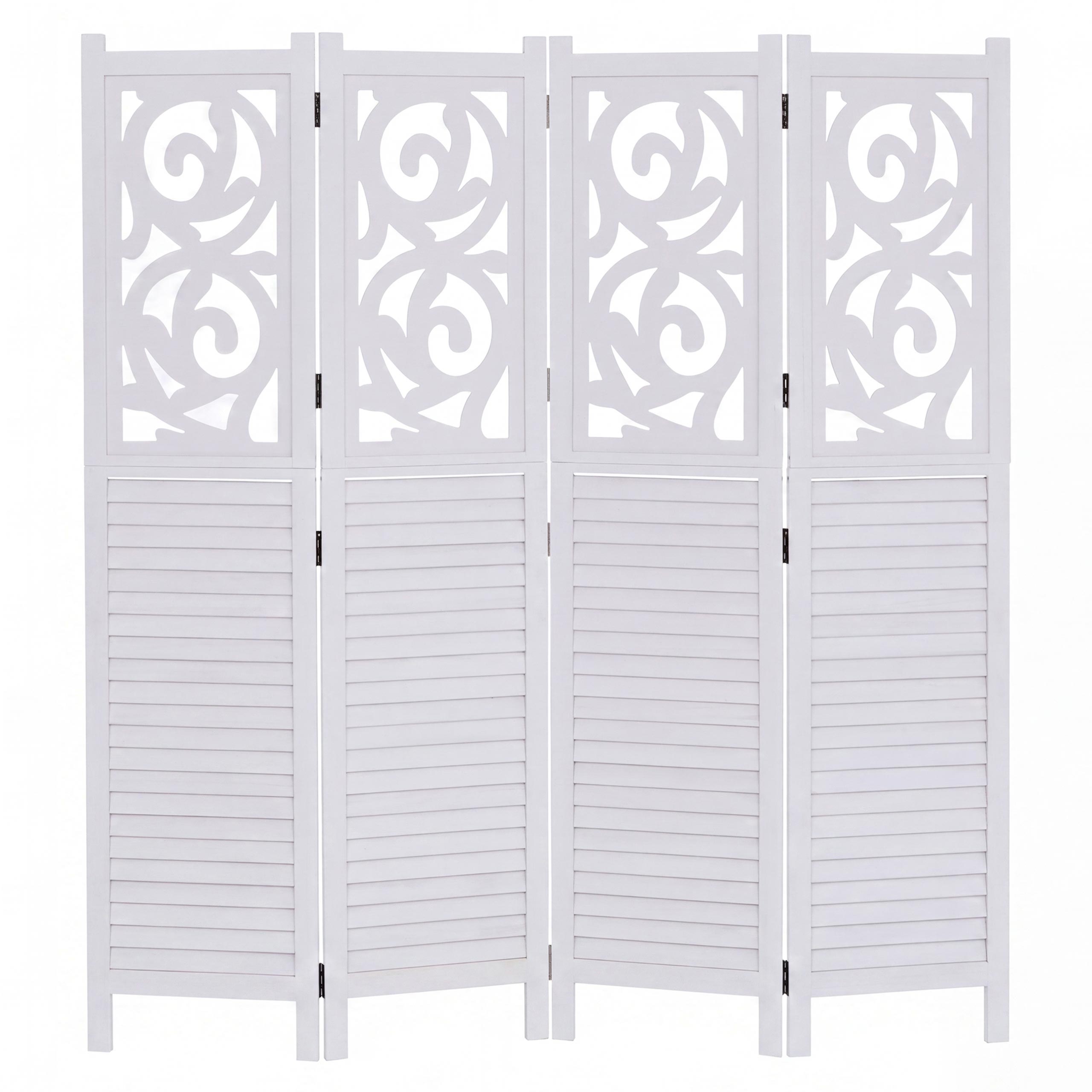 Paraván T568, dělící stěna, 4 panely - 170 × 160 cm - bílá