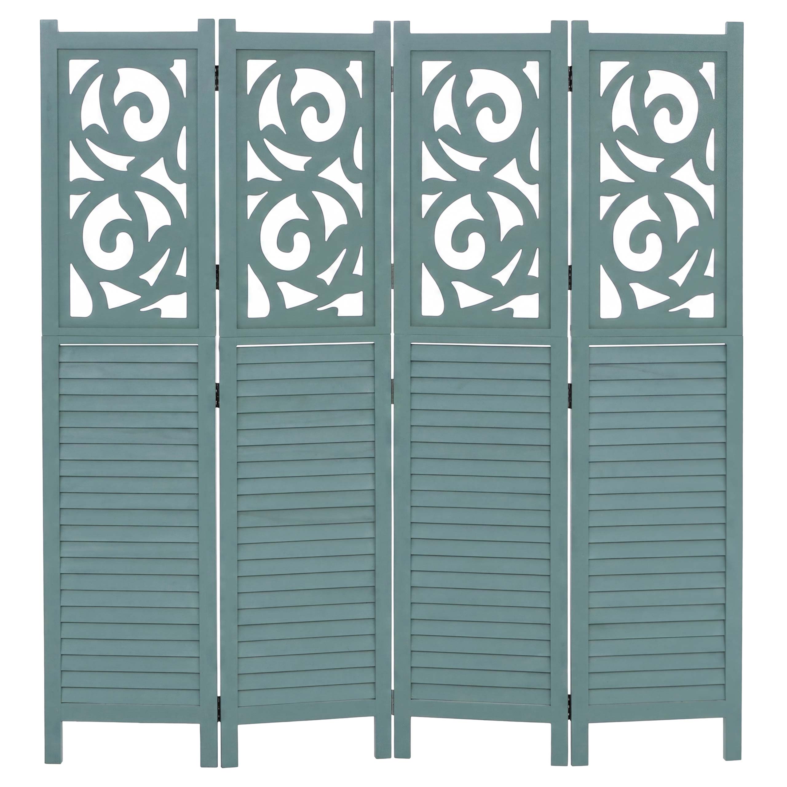 Paraván T568, dělící stěna, 4 panely - 170 × 160 cm - zelená