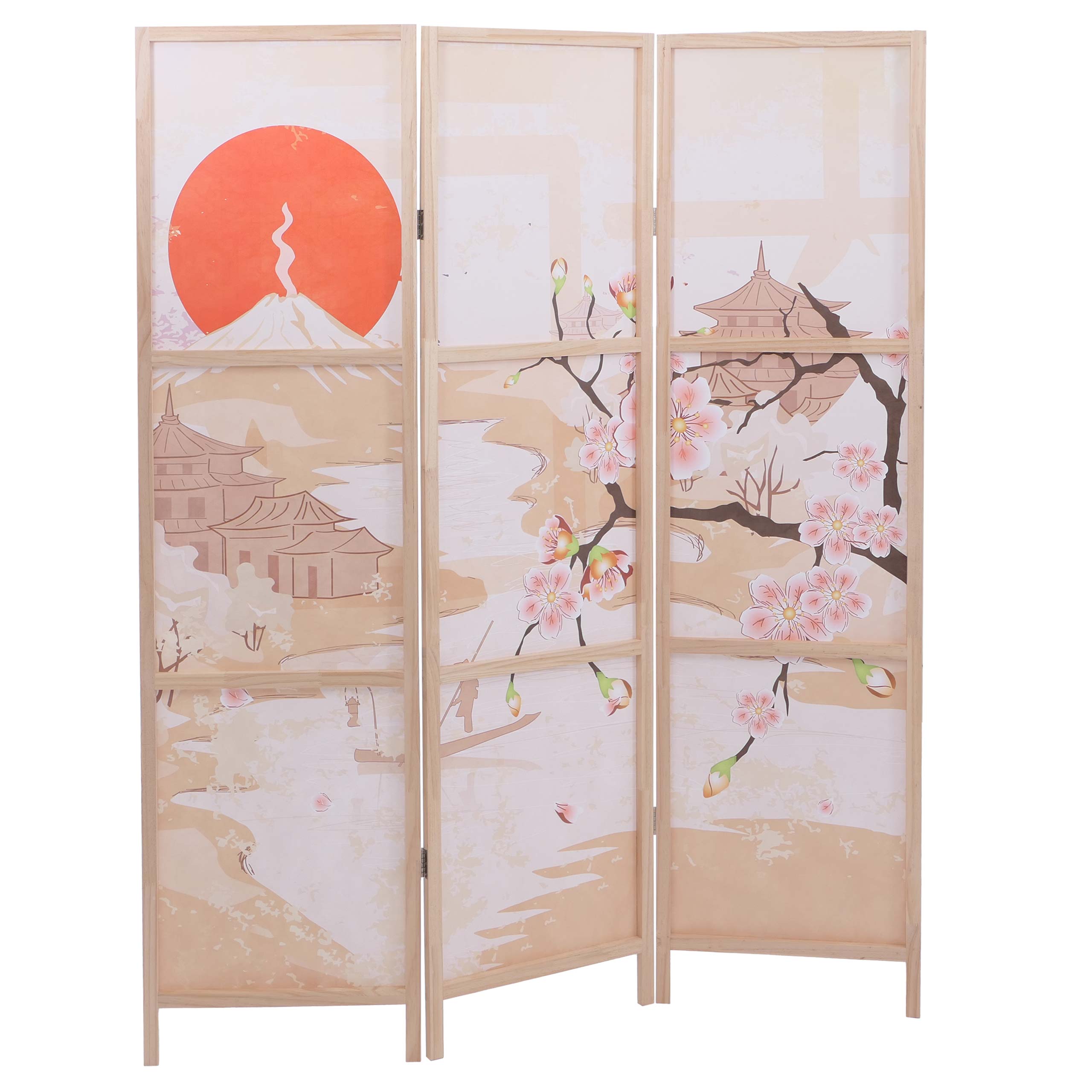 Paraván HWC-O70, dělící stěna 170 × 137 cm - třešňové květy