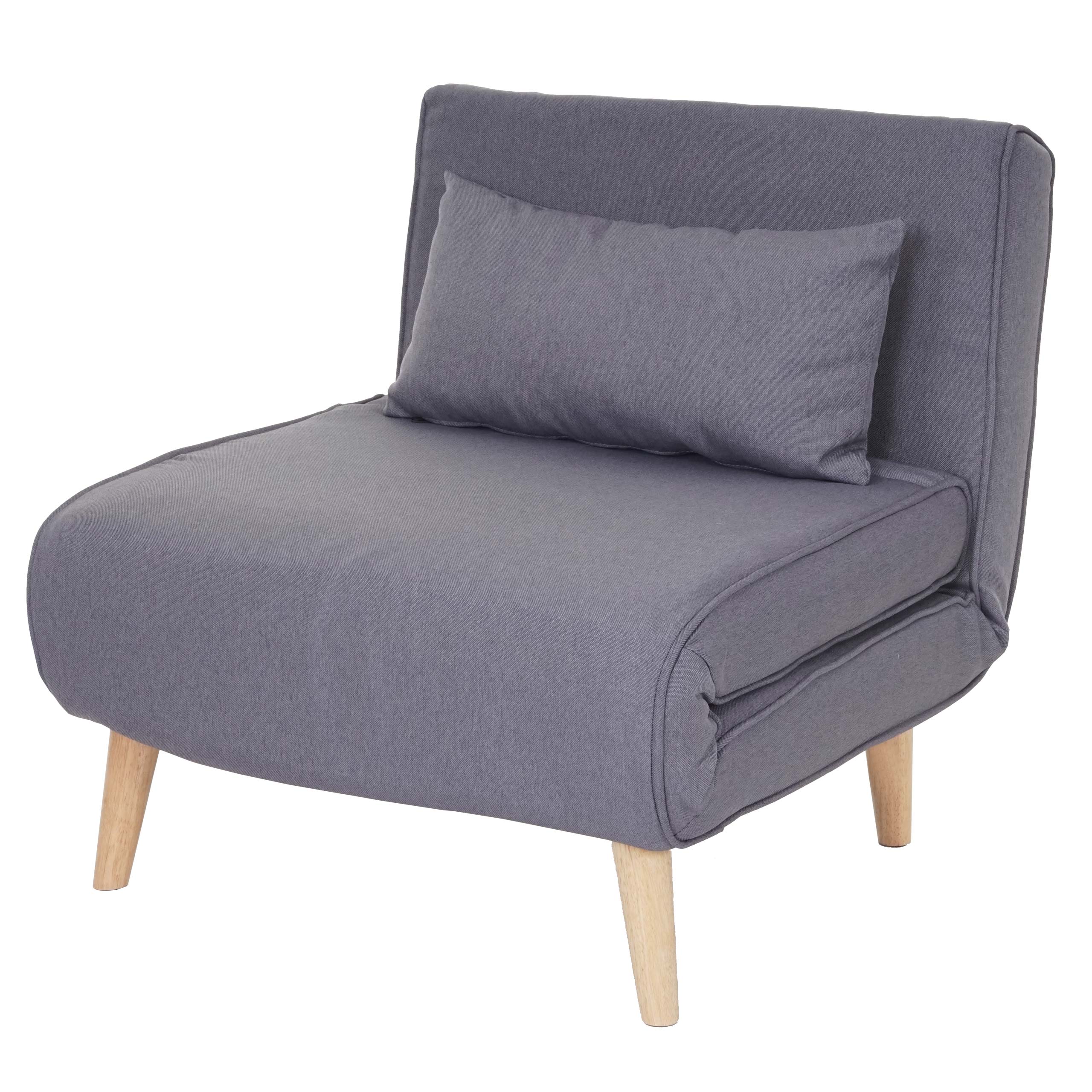 Rozkládací polohovatelné křeslo na spaní HWC-D35, látka/textil - světle šedá