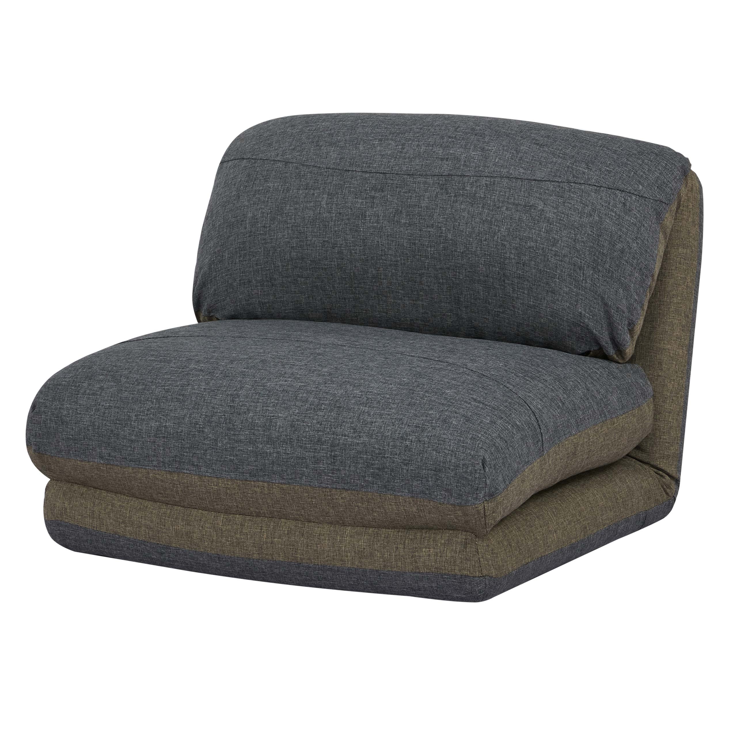 Rozkládací polohovatelné křeslo na spaní HWC-E68, látka/textil - khaki/tmavě šedá