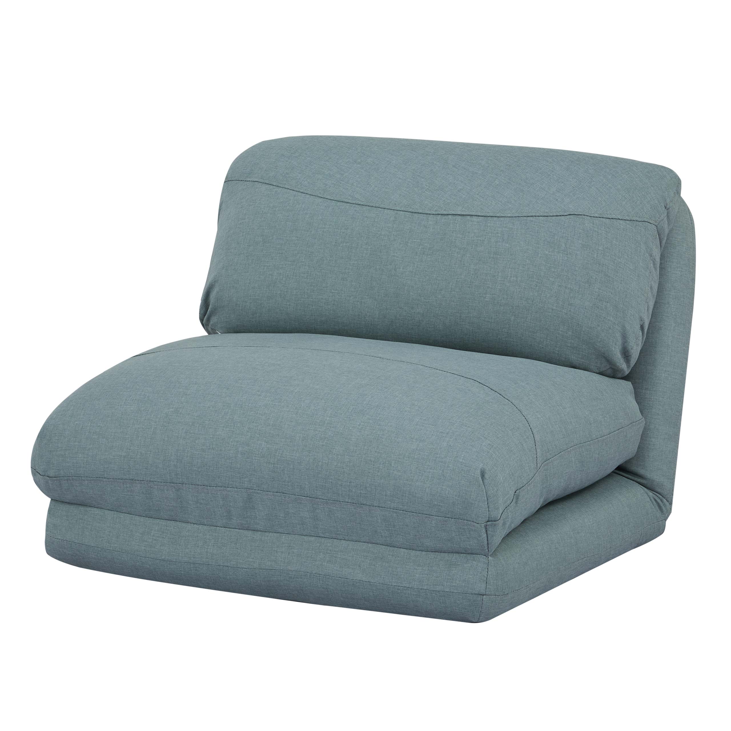 Rozkládací polohovatelné křeslo na spaní HWC-E68, látka/textil - šedomodrá