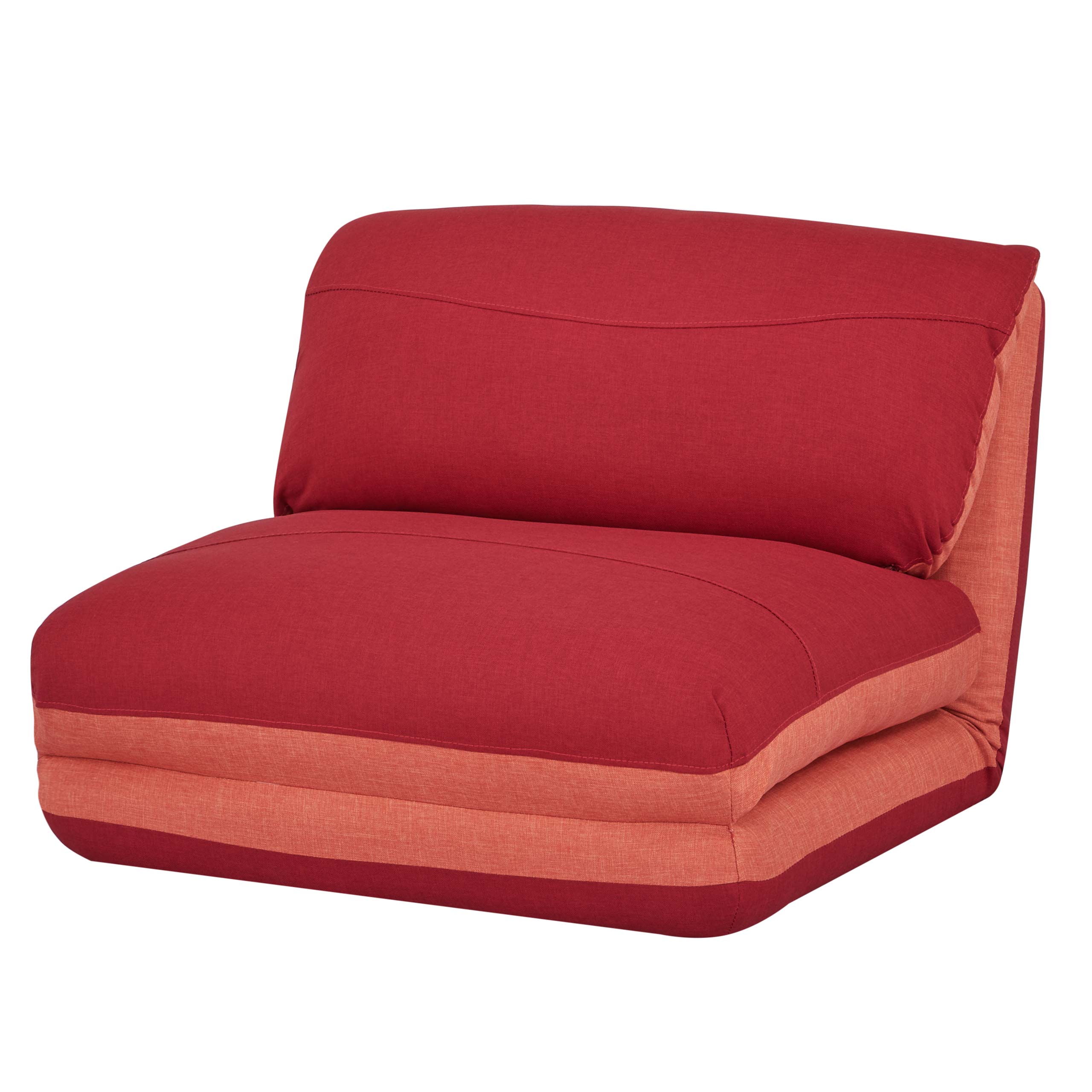 Rozkládací polohovatelné křeslo na spaní HWC-E68, látka/textil - oranžová/tmavě červená