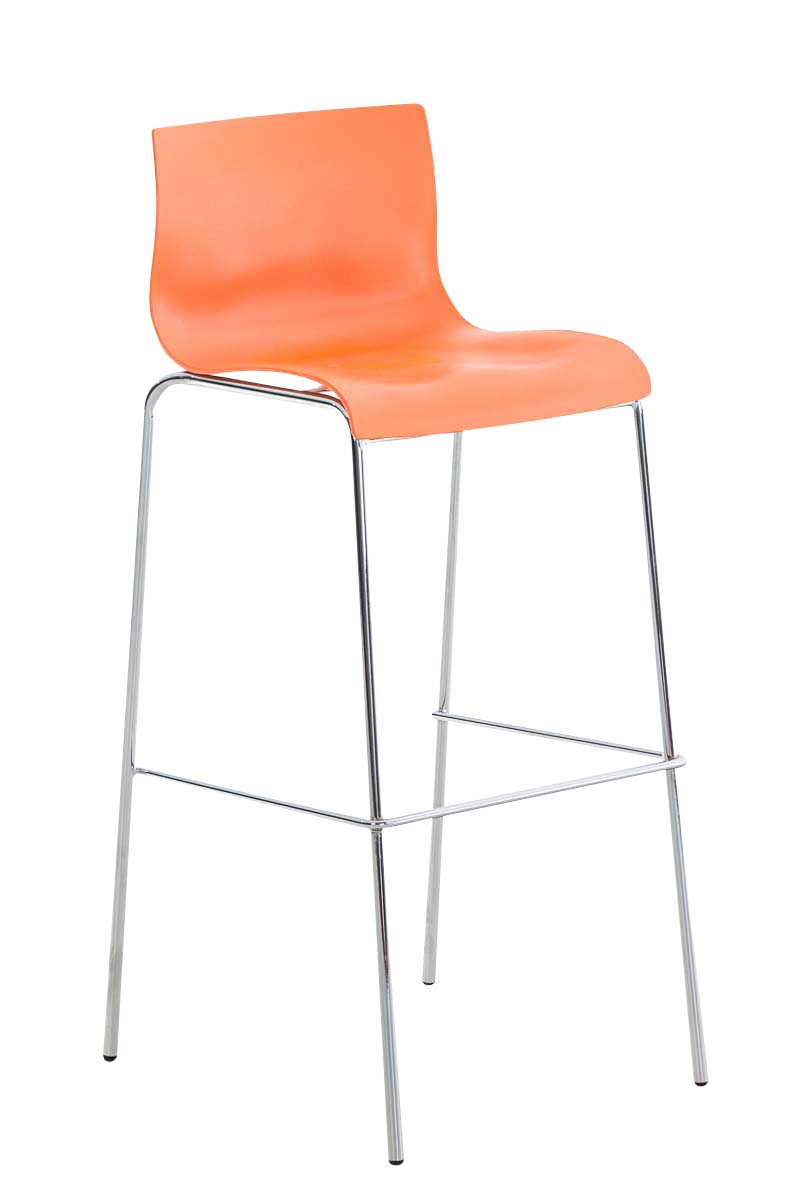 Barová židle Hoover - plast, kovové nohy chrom - Oranžová