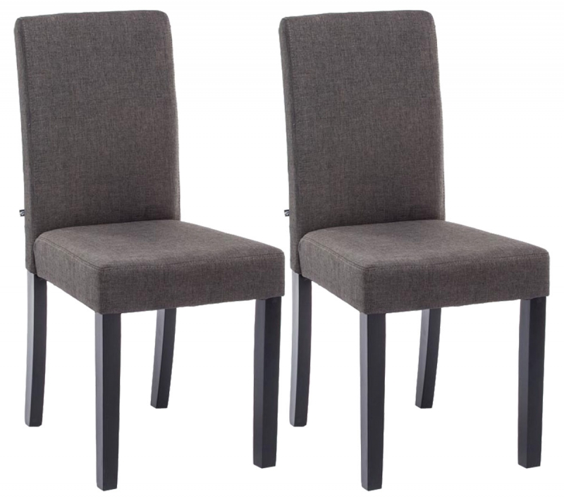 Jídelní židle Inn (SET 2 ks) - látka, nohy černé - Tmavě šedá