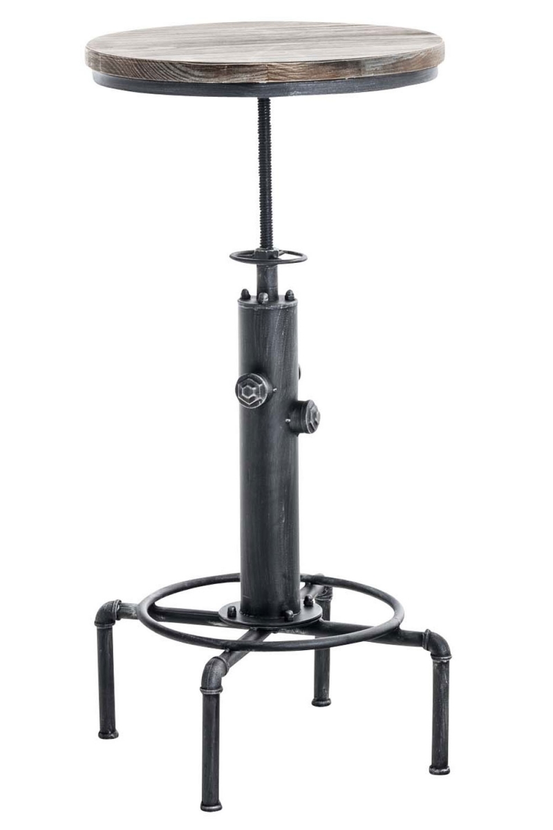 Kovový barový stůl Lumo v industriálním stylu - v79-100 x Ø50 cm - Stříbrná
