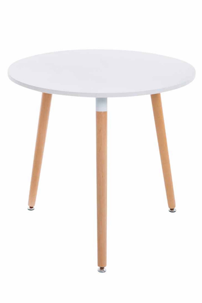 Jídelní stůl kulatý Angar, nohy natura  - v75 x Ø80 cm - Bílá