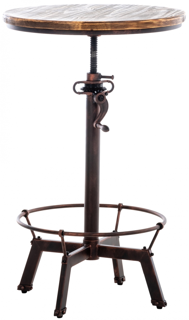 Kovový barový stůl Malita v industriálním stylu - v84-102 x Ø59 cm - Bronzová
