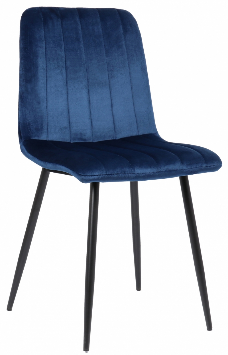 Jídelní židle Dijon - samet, kovové nohy černé - Modrá