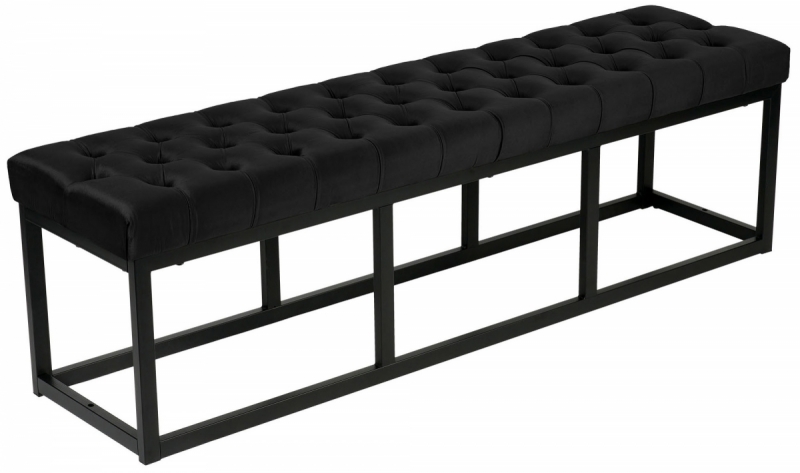 Lavice Polson - samet, černá 150 cm - Černá