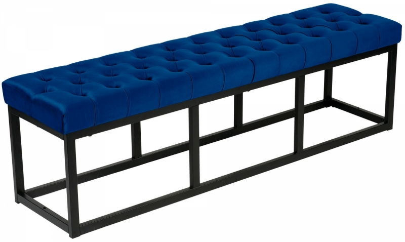 Lavice Polson - samet, černá 150 cm - Modrá
