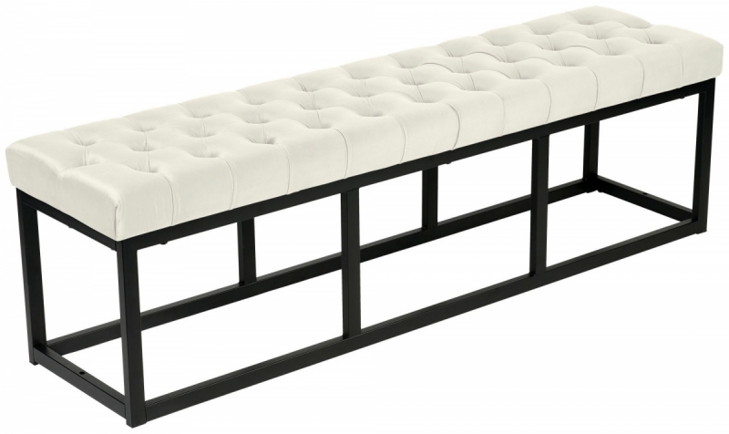 Lavice Polson - samet, černá 150 cm - Krémová