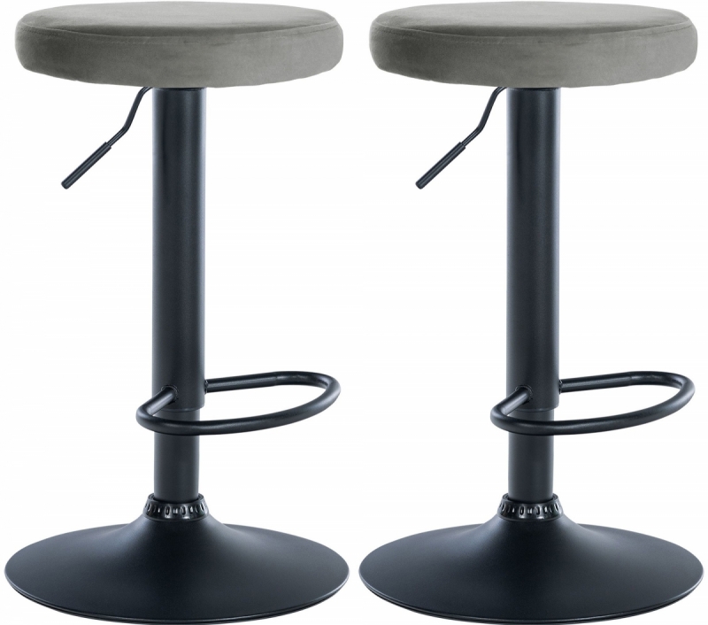 2x Barová židle Ponte - samet, černý rám - Šedá
