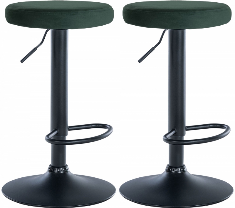 2x Barová židle Ponte - samet, černý rám - Zelená