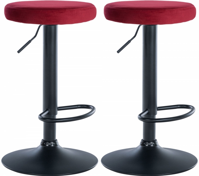 2x Barová židle Ponte - samet, černá- Červená
