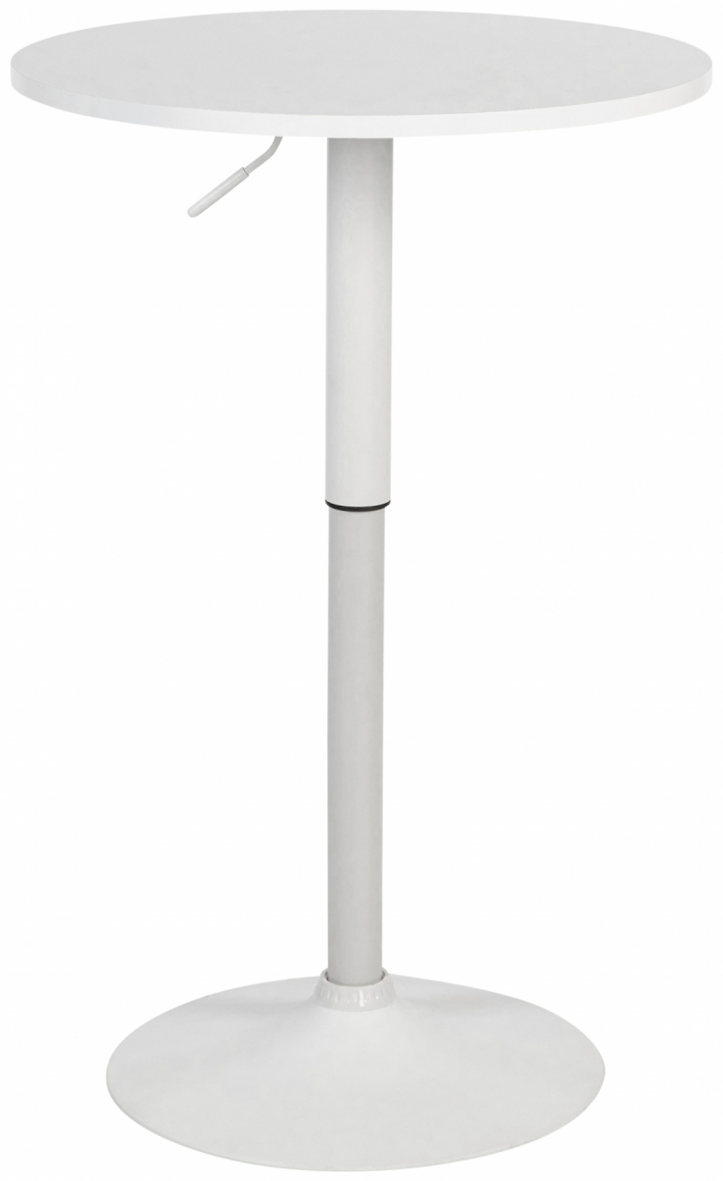 Barový stůl Lamoni - v85-106 cm x Ø60 cm - Bílá/bílá