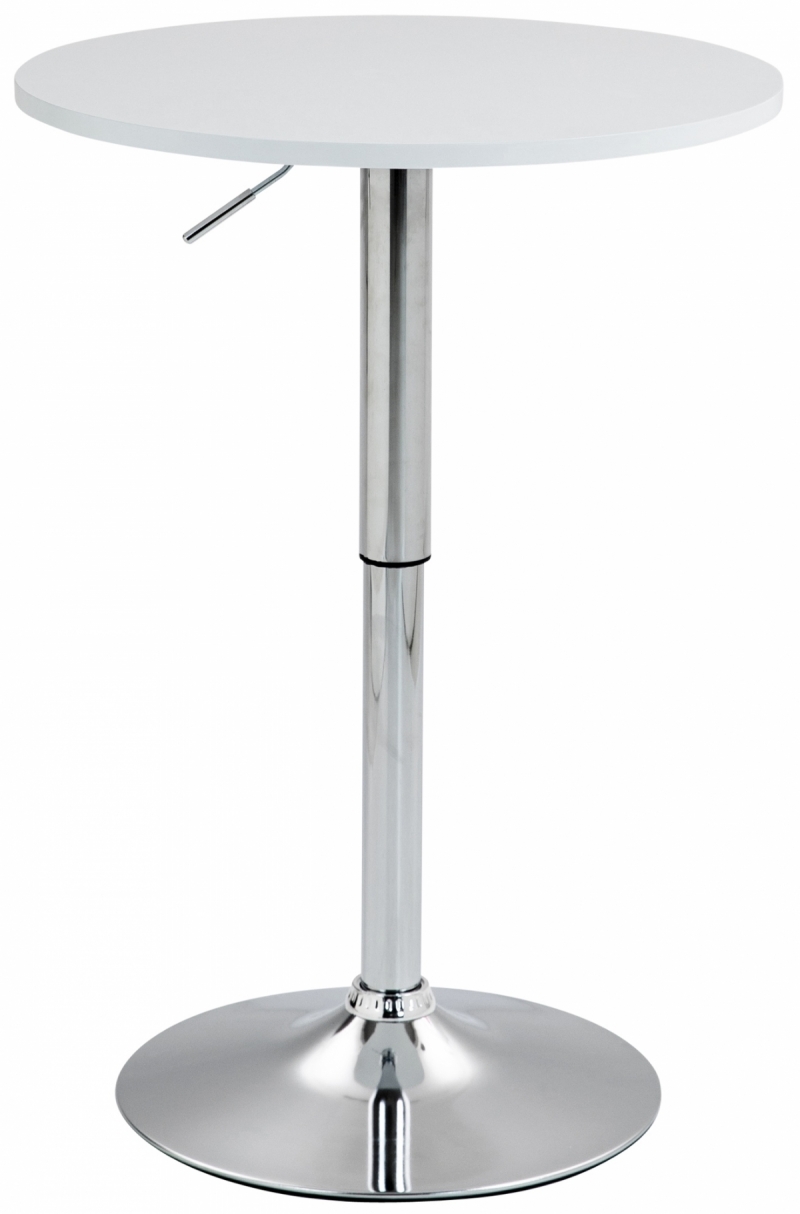 Barový stůl Lamoni - v85-106 cm x Ø60 cm - Bílá