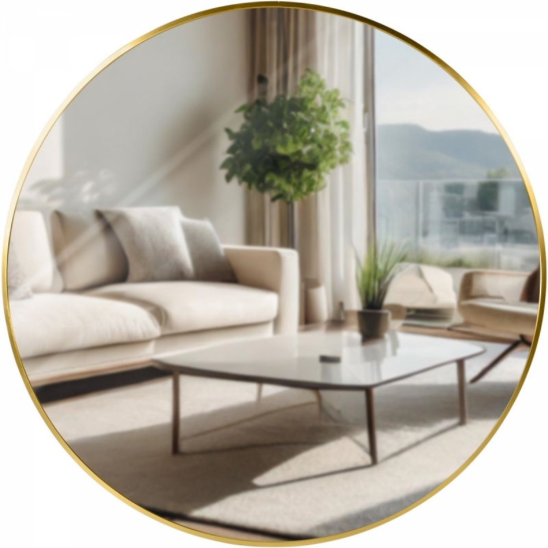 Nástěnné zrcadlo Elsie XL 323829 - 80x80 cm - Zlatá lesk