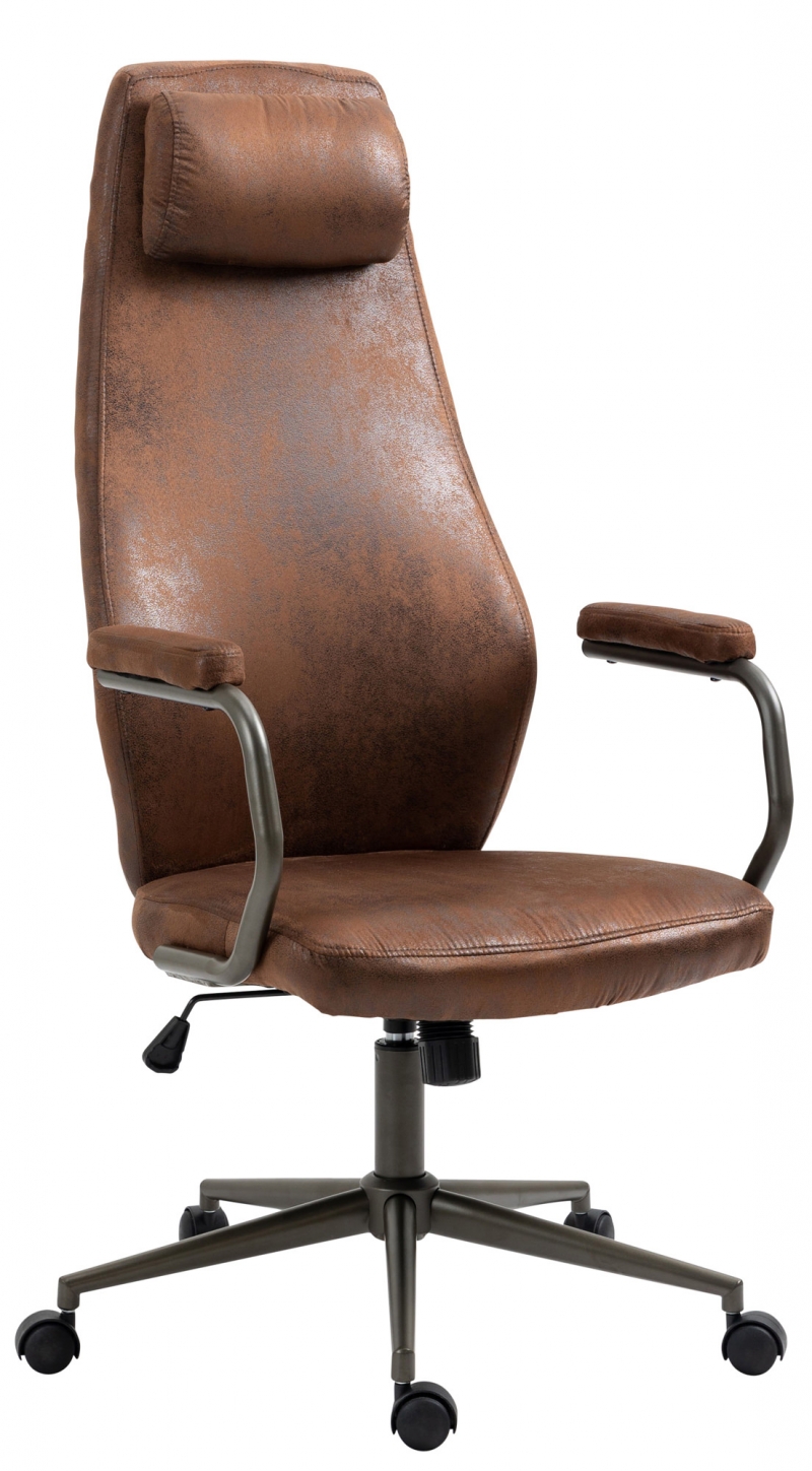 Kancelářská židle Pocatello v industriálním stylu - koženka - Cognac antik