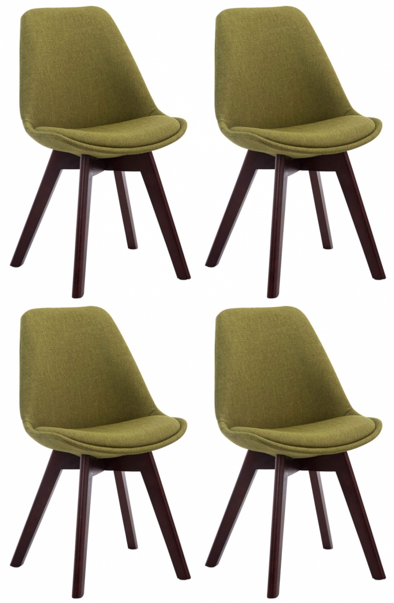 Židle Borne V2 látka (SET 4 ks), dřevené nohy ořech - Zelená