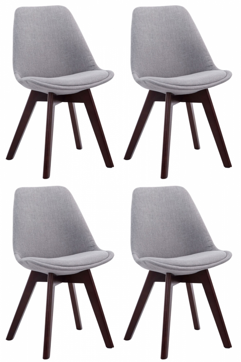 Židle Borne V2 látka (SET 4 ks), dřevené nohy ořech - Šedá