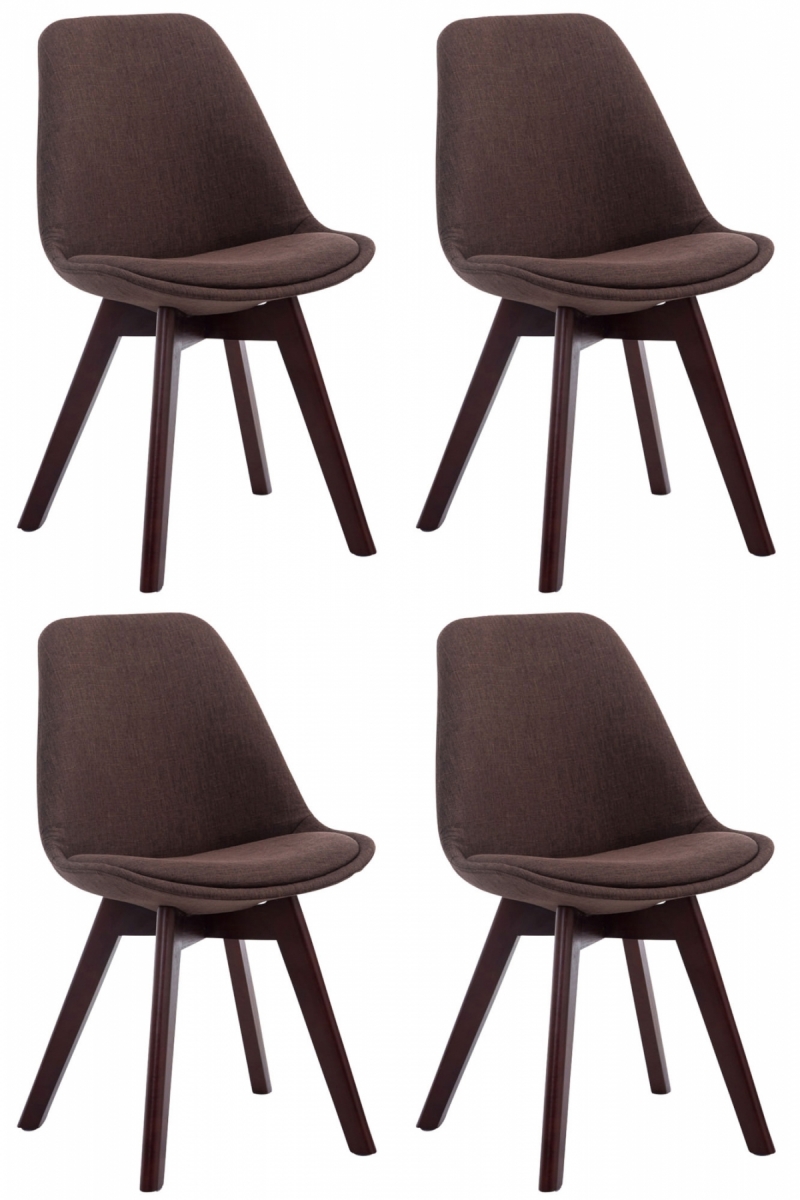 Židle Borne V2 látka (SET 4 ks), dřevené nohy ořech - Hnědá