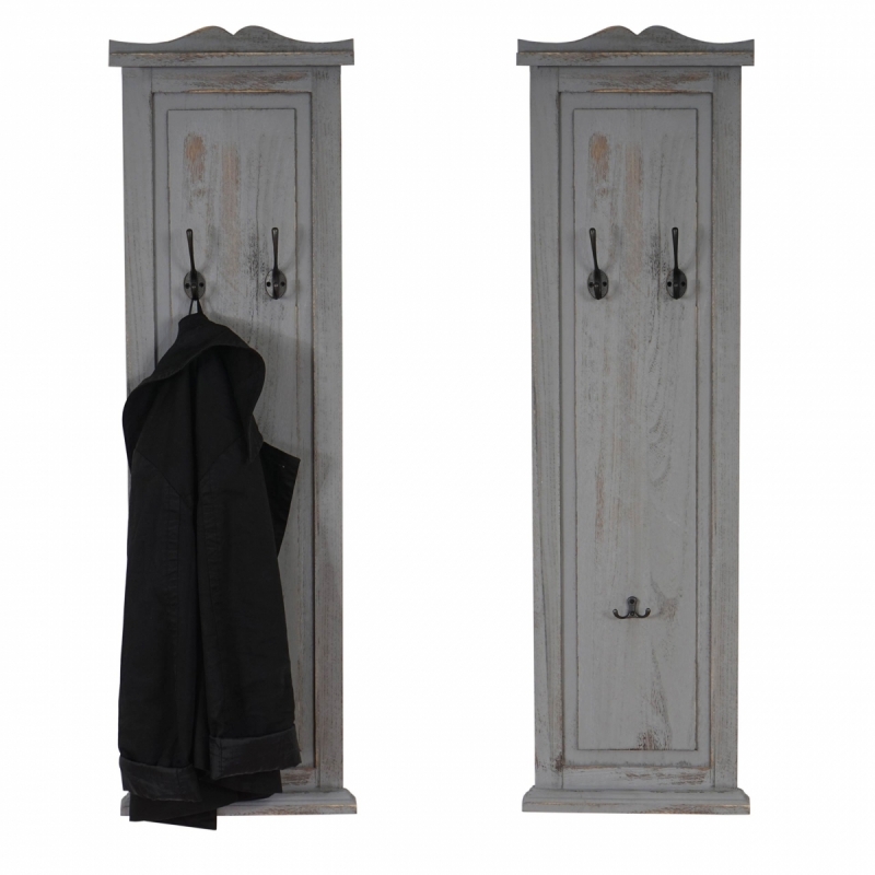 2x věšáková stěna s 3 věšáky 33040 - 109x28x3,5 cm, antik šedá