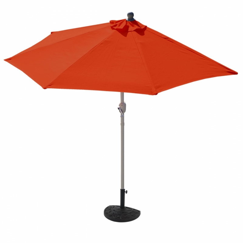 Slunečník půlkruh Parla 300 cm se stojanem - polyester/hliník - terakota