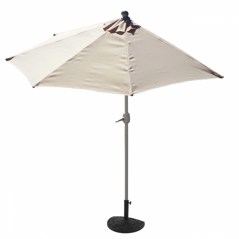 Slunečník půlkruh Parla - polyester/hliník - 270cm krémový se stojanem