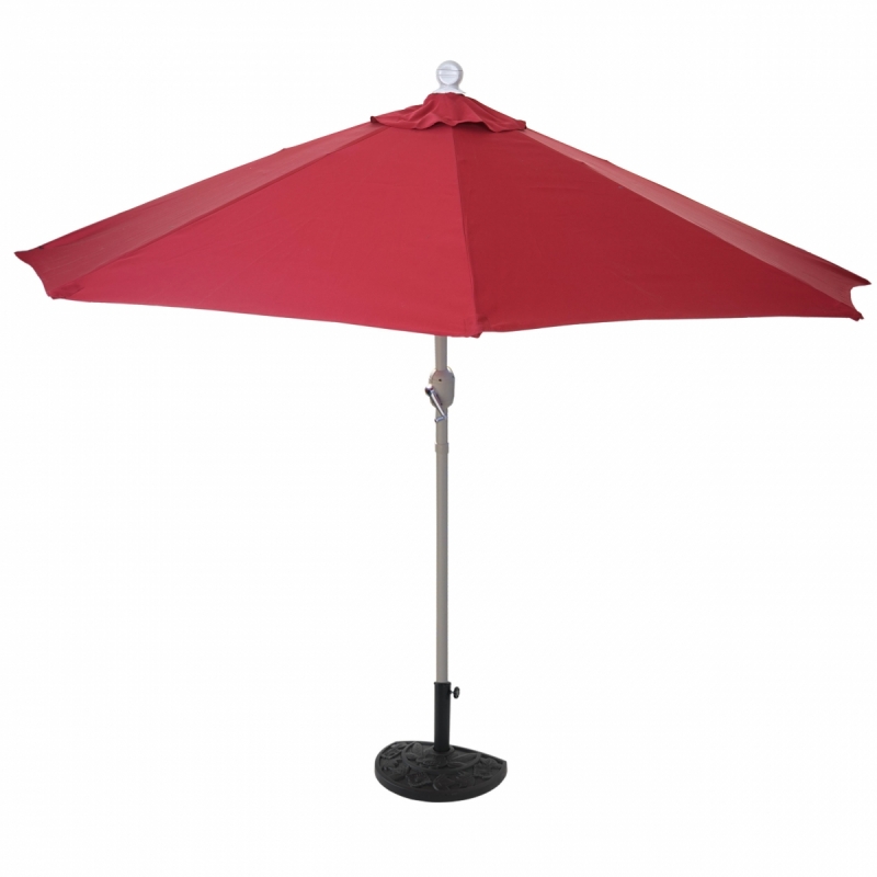 Slunečník půlkruh Parla - polyester/hliník - 270cm bordó se stojanem