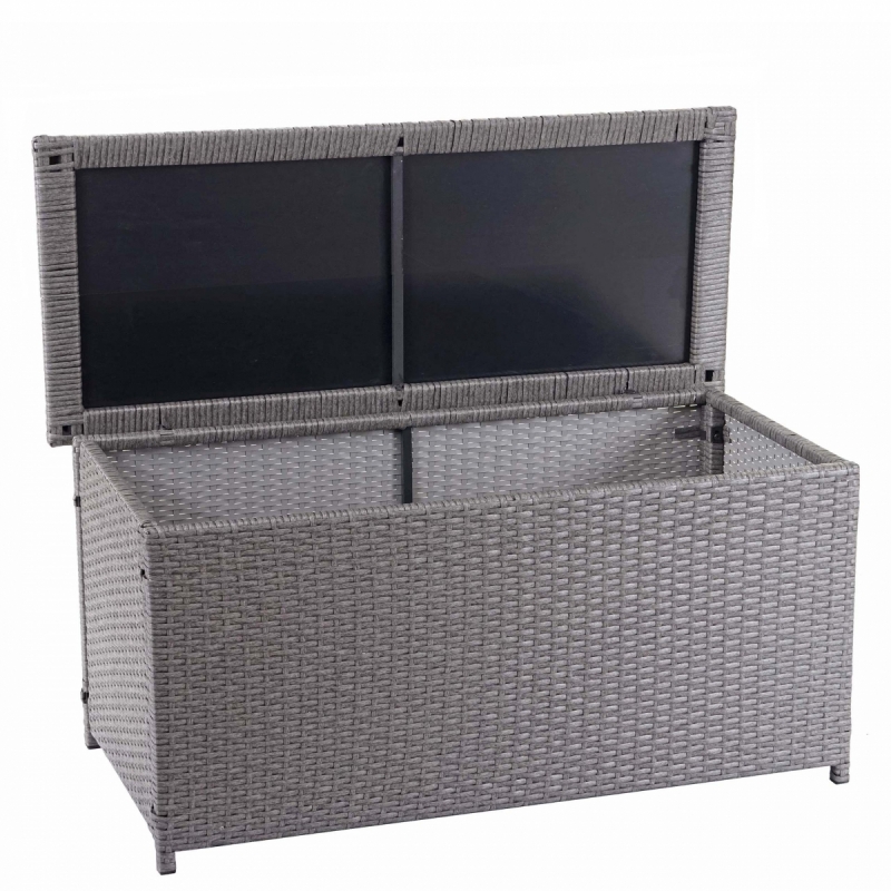 Polyratanový zahradní úložný box HWC-D88 - základní šedá, 63x135x52cm 320l