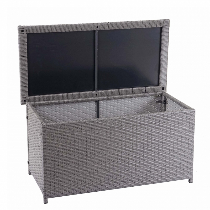 Polyratanový zahradní úložný box HWC-D88 - základní šedá, 51x115x59cm 250l