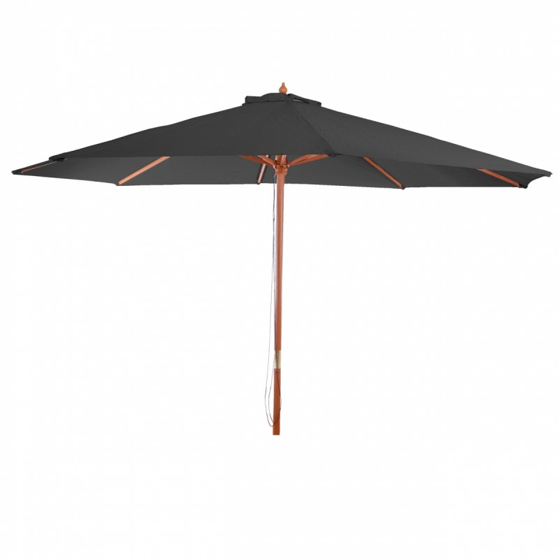 Slunečník Florida Ø 3,5m - polyester/dřevo - antracit