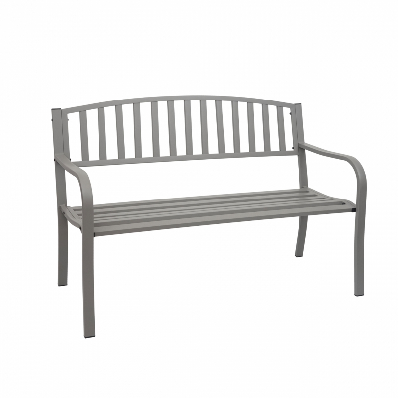 Zahradní lavička F43 2-místná - práškovaná ocel, 128 cm - Šedá