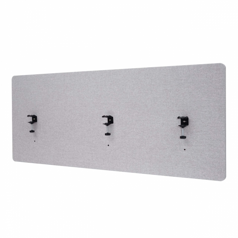 Akustický panel na stůl HWC-G75 - dvoustěnná látka/textil - 60x160cm - šedá