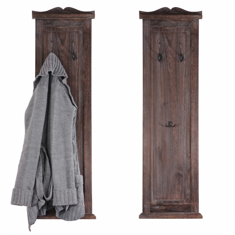 2x věšáková stěna s 3 věšáky 30351 - 109x28x3,5 cm, antik hnědá