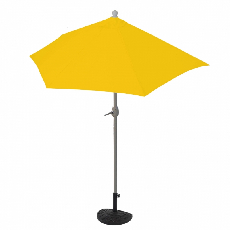 Slunečník půlkruh Parla 270 cm se stojanem - polyester/hliník - žlutá