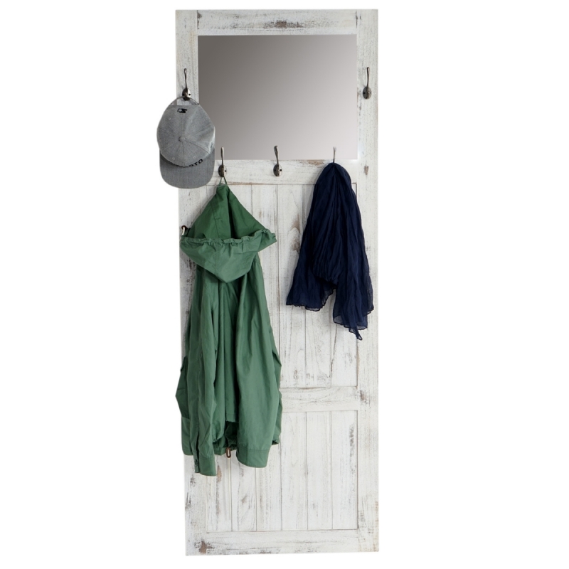 Věšáková stěna se zrcadlem Cintage 33359 - 180x65x7cm, antik bílá