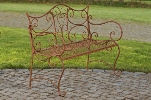 Rustikální kovová lavička Tar - Hnědá antik