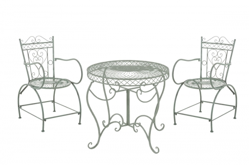 Souprava kovových židlí a stolu Sheela (SET 2 + 1) - Zelená antik