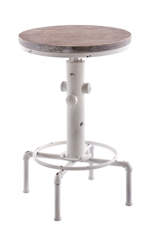 Kovový barový stůl Lumo v industriálním stylu ~ v79-100 x Ø50 cm - Bílá antik