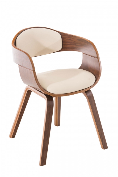 Židle King, dřevěné nohy ořech - Krémová