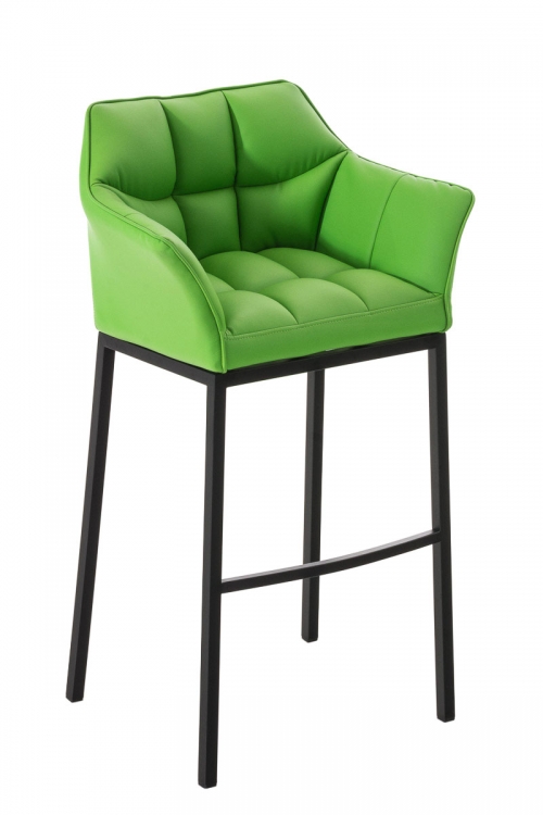 Barová židle Damas B4 ~ koženka, černý rám - Zelená