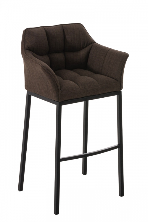 Barová židle Damas E4 - látka, černý rám - Hnědá