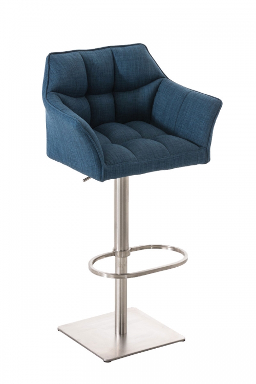 Barová židle Damas E1 ~ látka, nerezový rám - Modrá