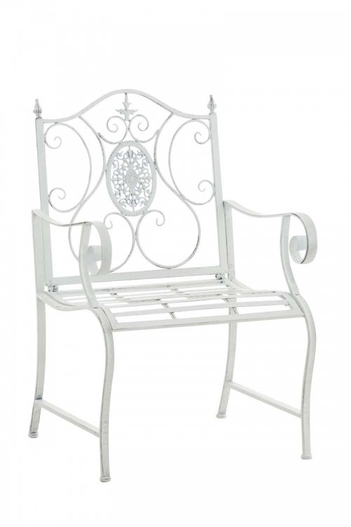 Kovová židle Punjab s područkami - Bílá antik
