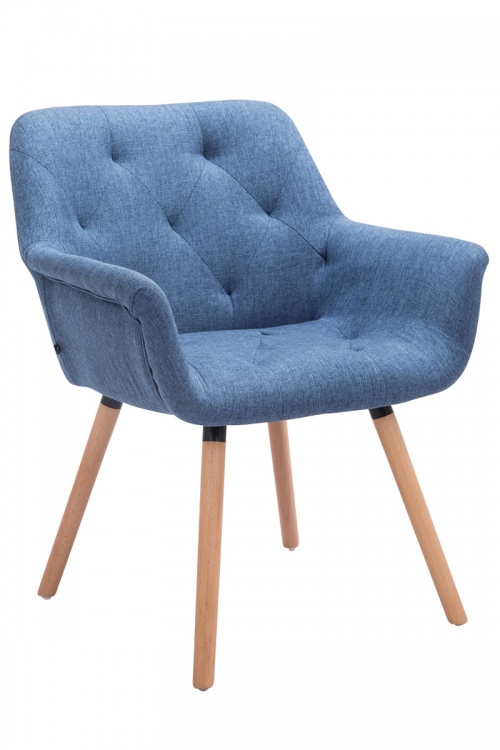 Židle s područkami Cass látka, nohy natura - Modrá