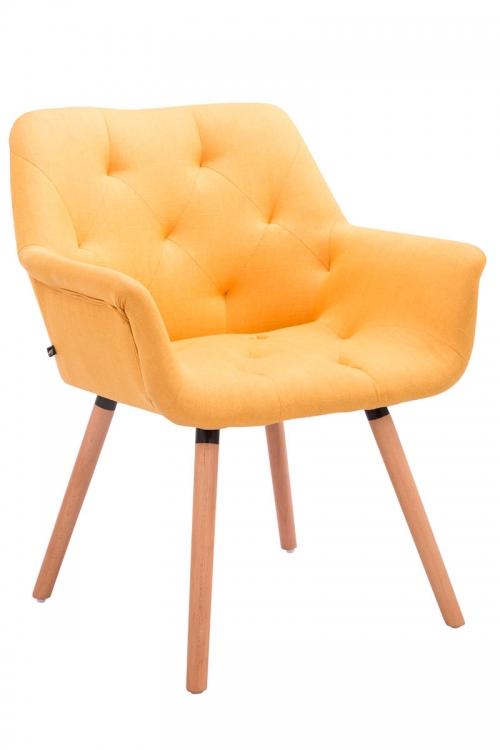 Židle s područkami Cass látka, nohy natura - Žlutá