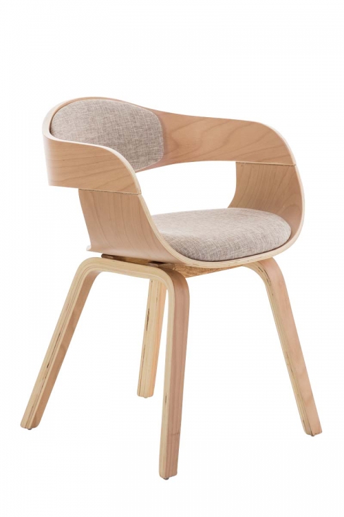 Židle King látka, dřevěné nohy natura - Krémová